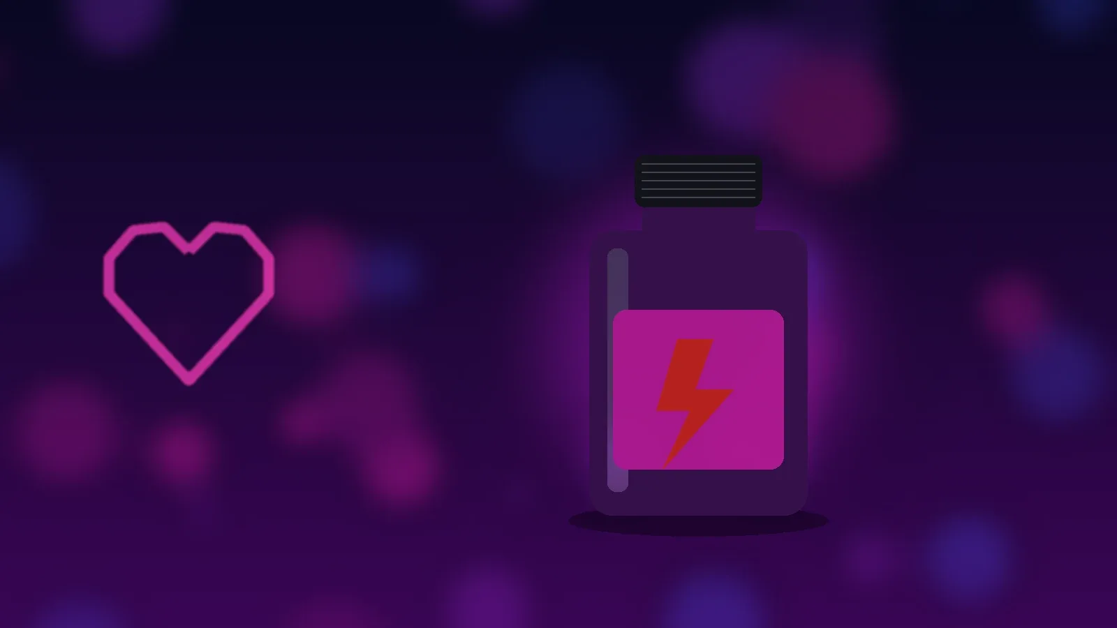 Abstrakte violett-blaue Illustration einer Poppers-Flasche im Neonlicht